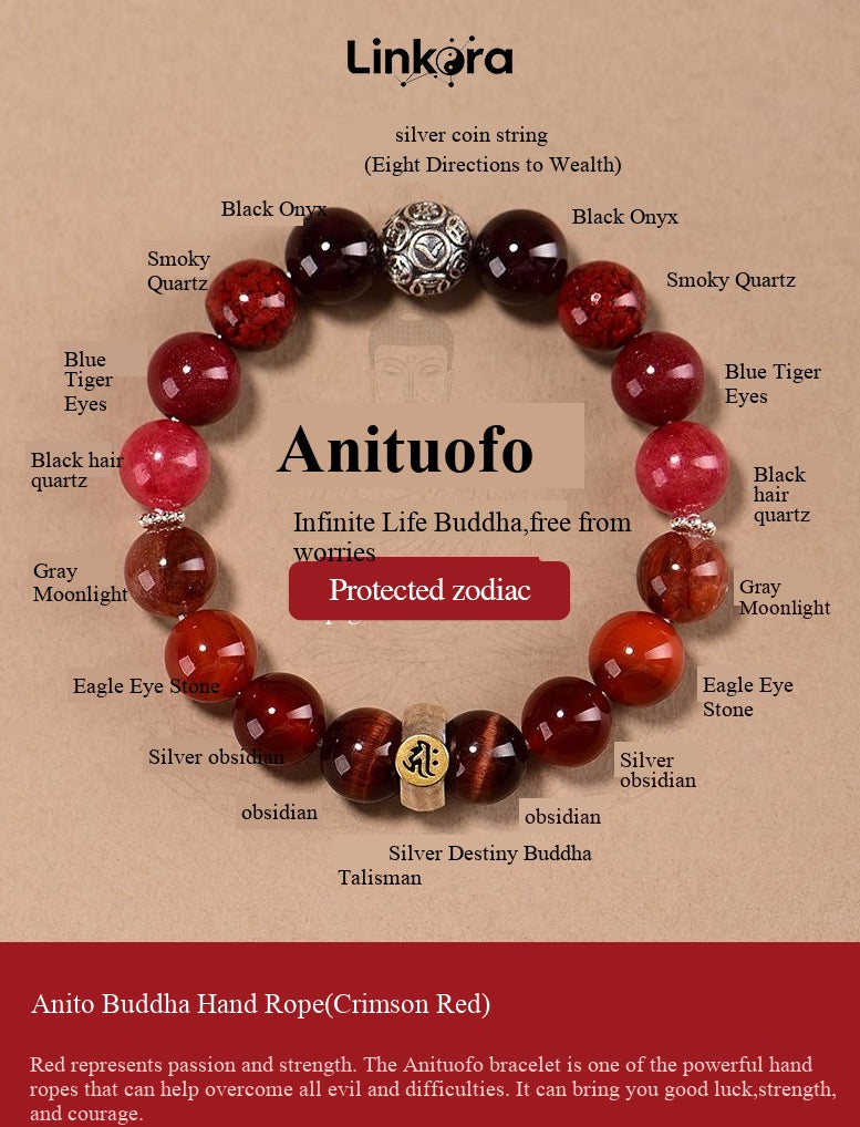 [best Sale] Natural Crystal Bracelet with Eight Guardian Deities of the Chinese Zodiac for Wealth Attraction